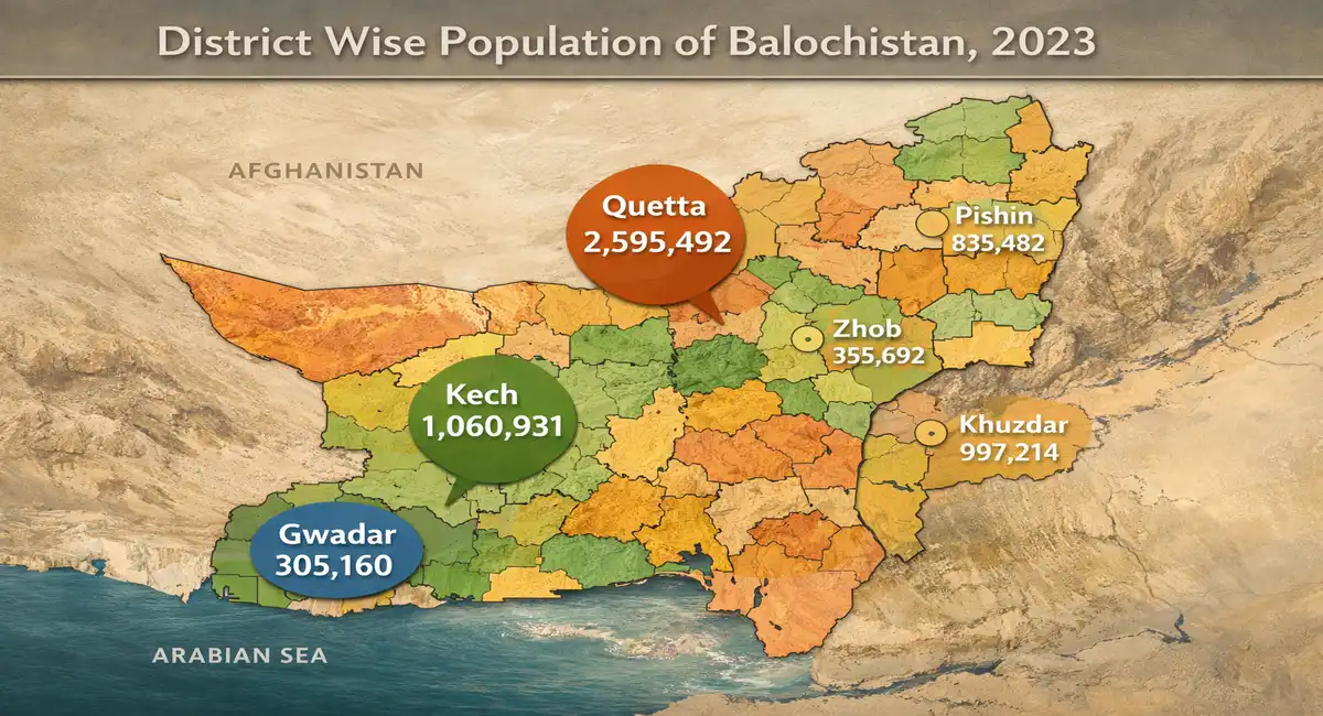 Balochistan District wise population