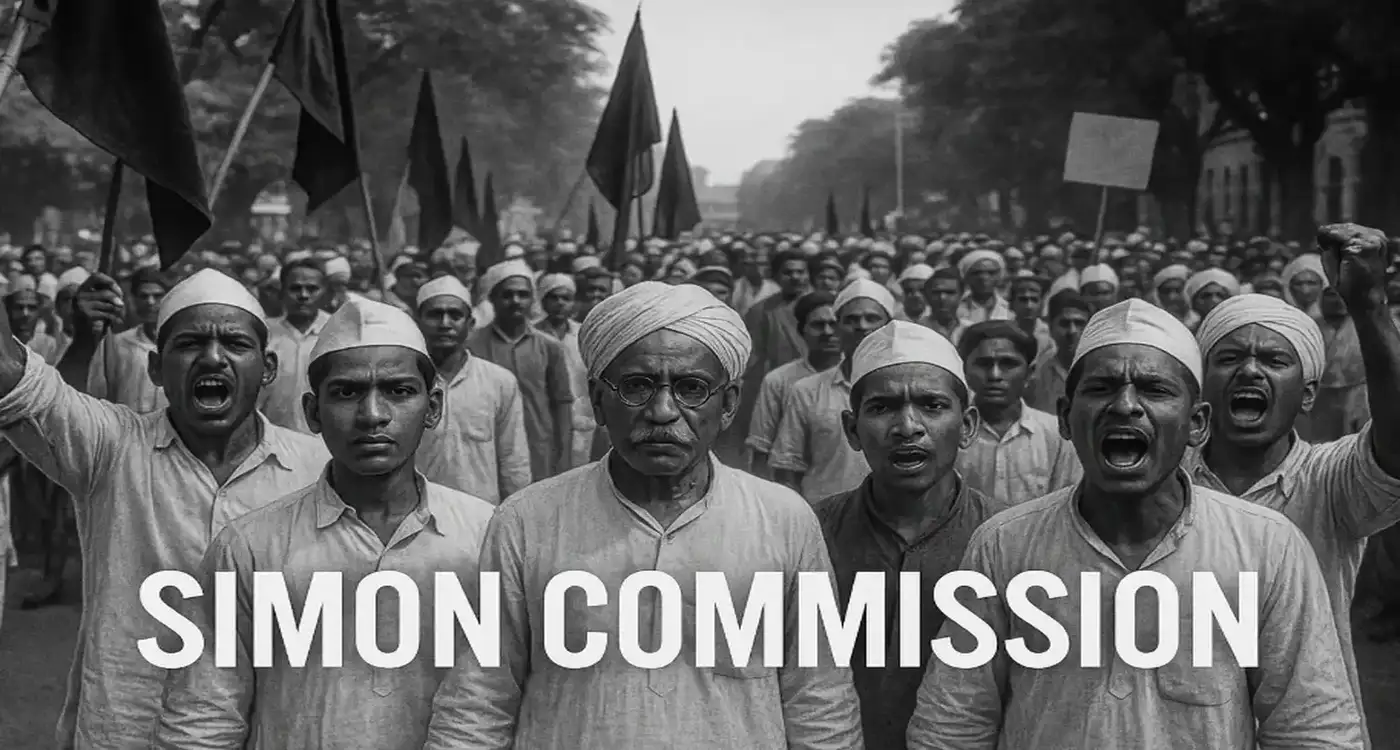 Simon commission report, people protesting against it