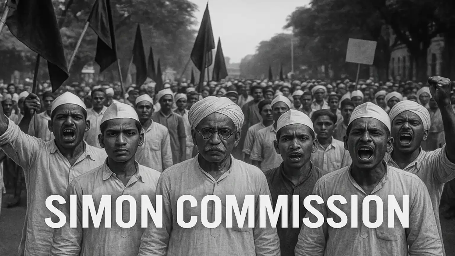 People of India chanting slogans against Simon Commission.