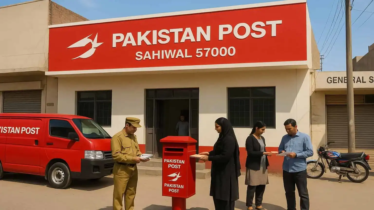 Sahiwal postal code mentioned on signboard of post office